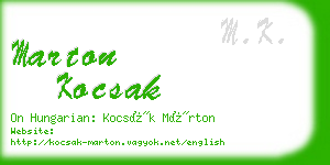 marton kocsak business card